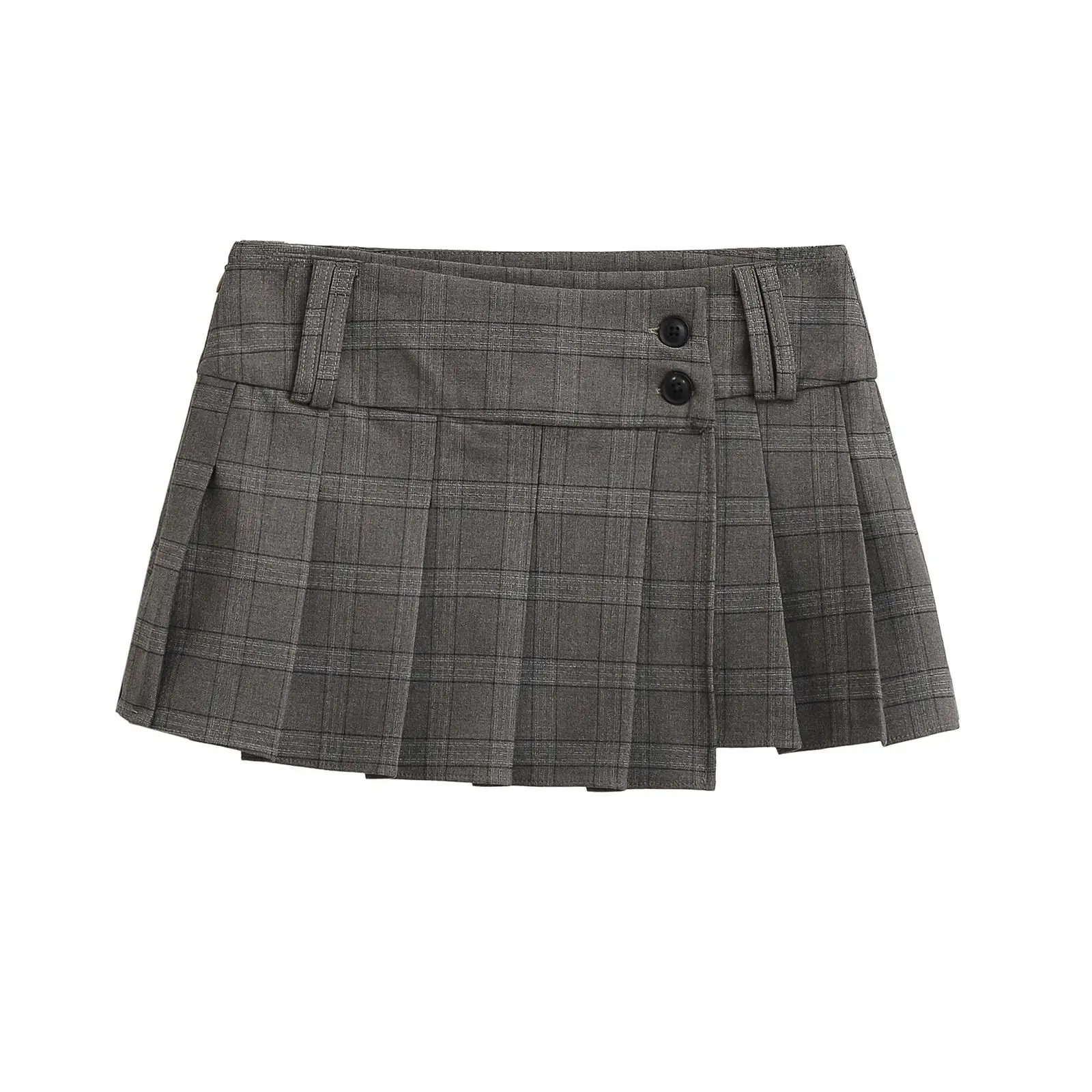 Retro American Plaid Asymmetrical Slim Fit A-Line  Skirt for Women Short Skirt Commute Style Regular Thickness Spring 2025
