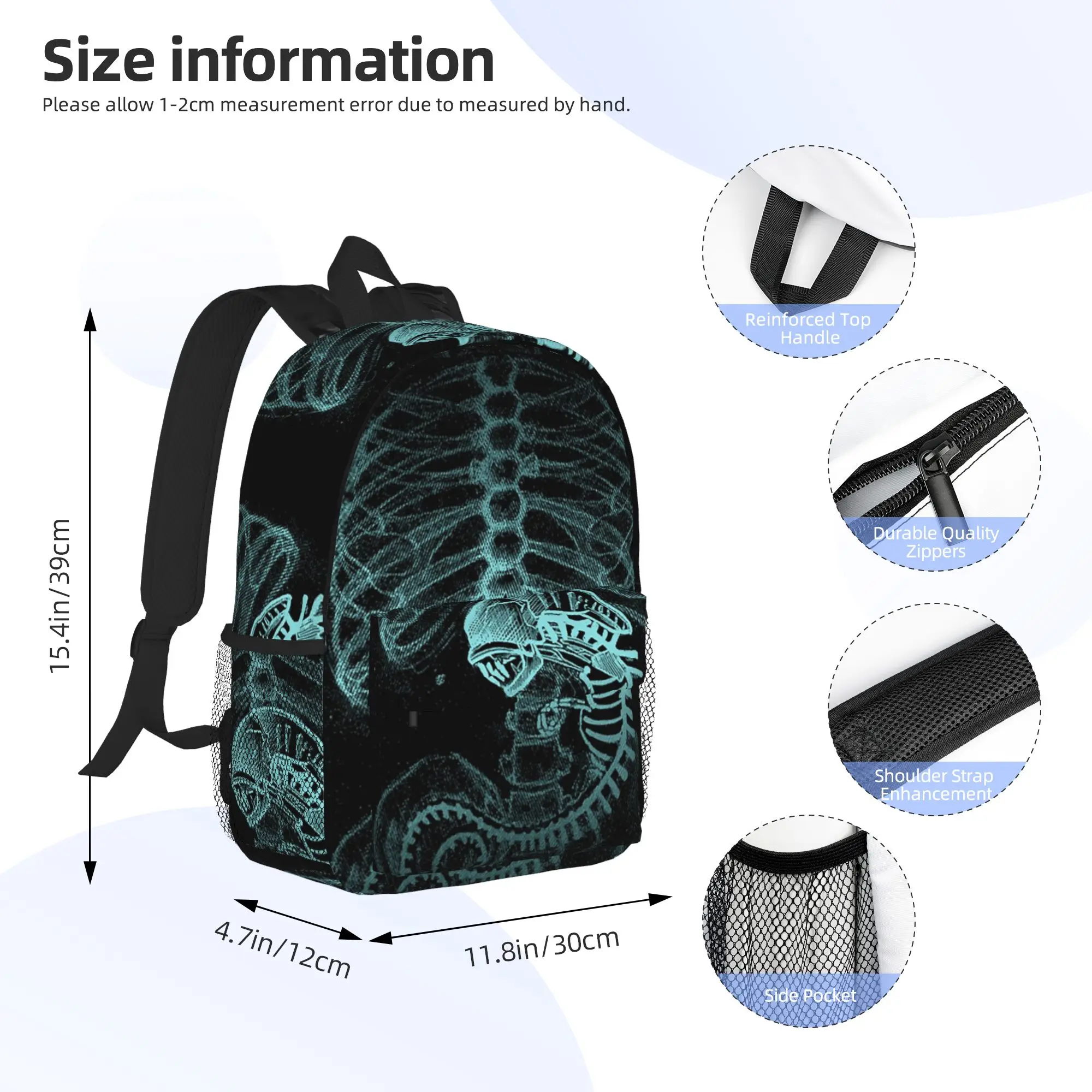 Radiography Alien Backpack Hot Sale Daypack Large Capacity Boys Girls BookBag Shoulder Bags for Men Women School Bag