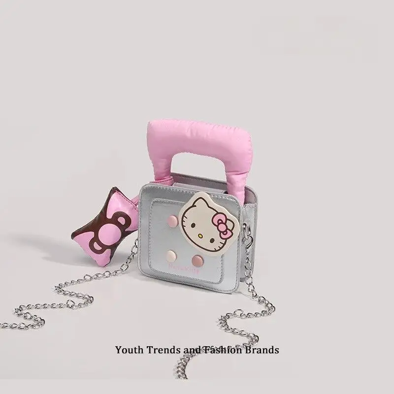 

Сумка-кроссбоди Sanrio Hello Kitty из водонепроницаемой искусственной кожи с бантом и магнитной застежкой, мини-сумка квадратной формы, подарок для девочки