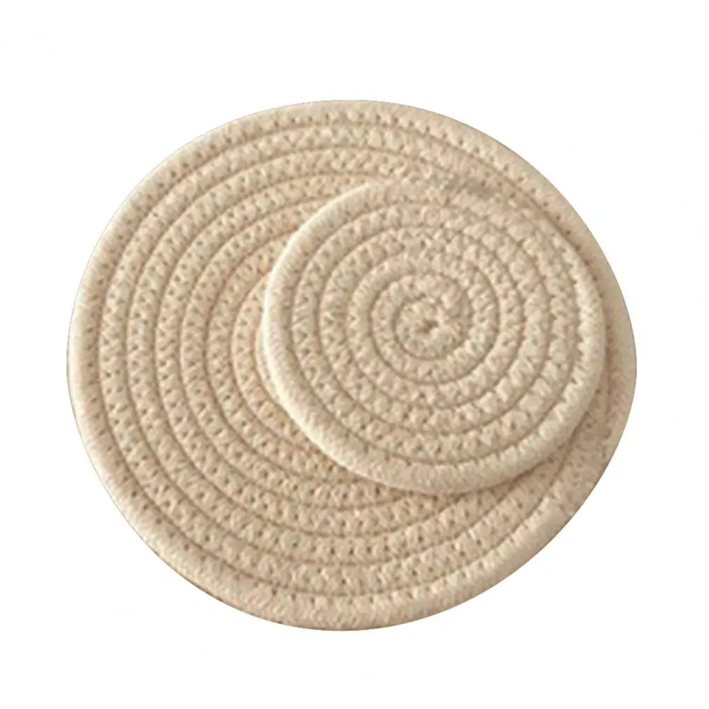 Soft Cotton Woven Coaster Set Heat Insulation Anti-Scald Water-absorbent Noise-reducing Cotton Cup Mat