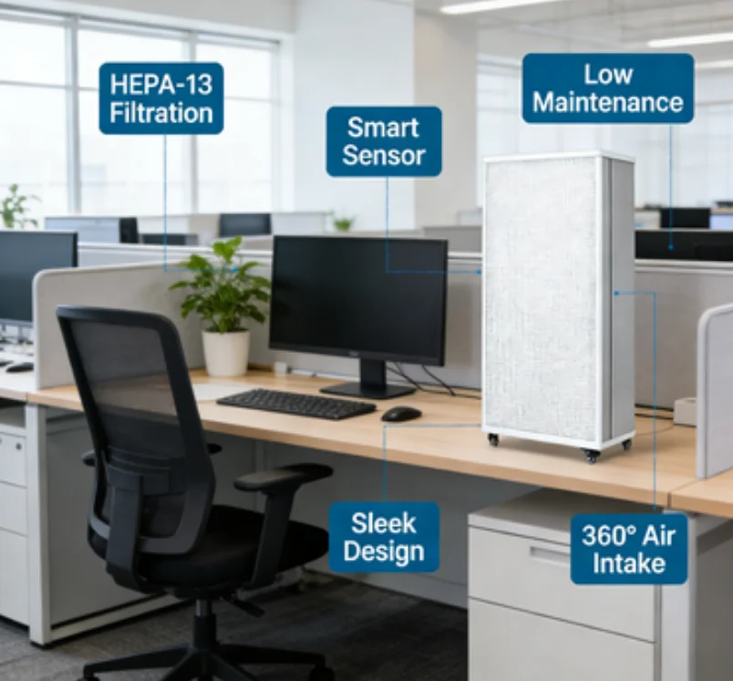 FFU Household Air Purifier 500 CFM Mobile HEPA Filter 99.99% Efficiency Low Noise Formaldehyde Haze Odor Removal