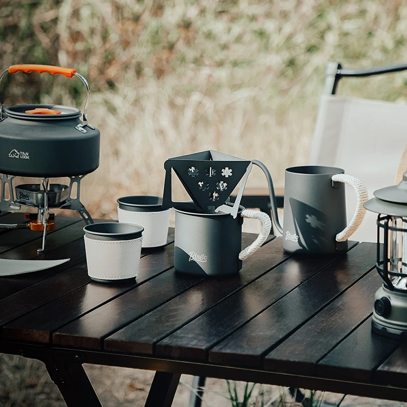 High Appearance Level Travel Hand Made Coffee Set Outdoor Portable Camping Coffee Maker Stainless Steel Filter Cup Coffee Maker