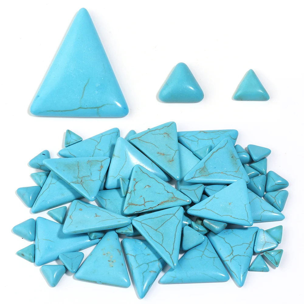 10 Stück Naturstein Cabochon Dreieck Blau Türkis Flatback Cabochon Perlen für Schmuckherstellung DIY Anhänger Ohrringe Zubehör