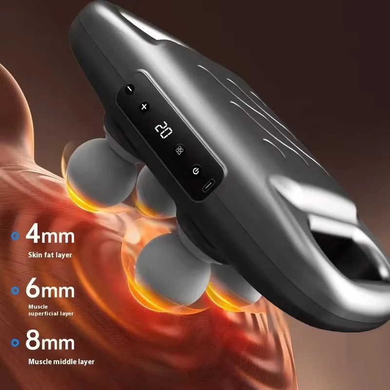 

Portable electric Deep tissue Muscle Massager 4-head handheld massager USB charging multi-function massager