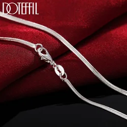 New 2mm Flat Snake Bone Chain Silver Color Necklaces 16/18/20/22/24/26/28/30 Inches For Women Men Jewelry Gift