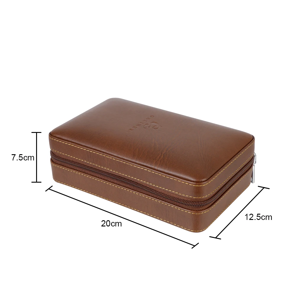 4 Cigars Box Humidor for Travel Use PU Leather Cigar Case Storage Portable Humidifier Cedar Wood Cigar Humidor Box