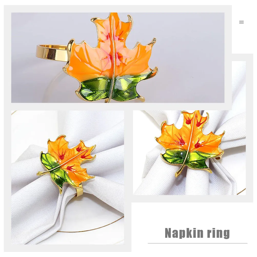 

6Pcs Napkin Rings Alloy Simple Delicate Design Table Decoration for Festival Party Thanksgiving Gift Napkin Holder