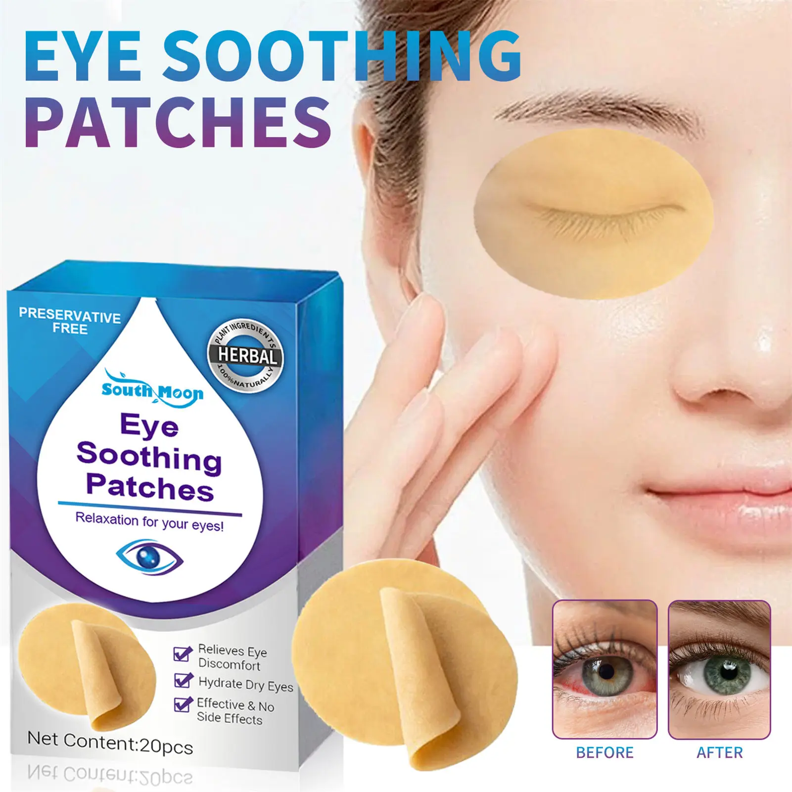 20pcs Restore Vision Patch Improve Eye Edema Dryness Eyesight Loss Relief Blurry Red Eyes Sore Help Sleeping Fatigue Eye Sticker