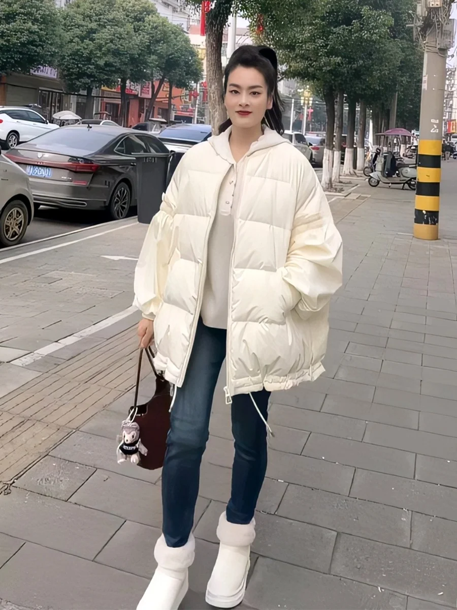 

Новинка: Зимнее пальто женское свободного кроя с бейсбольным воротником, на молнии, из хлопка, белое, с длинными рукавами, премиум-качество