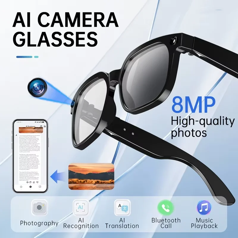 AI Smart Glasses Built-in 4K HD WiFi Camera Wearable Eyewear Multifunctional Video Recording Device AI Translation 2026