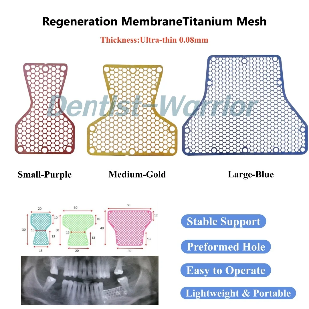 New Dental GBR Colorful Regeneration Membrane Mesh Ultra-thin 0.08mm Flexible Safe Titanium Mesh