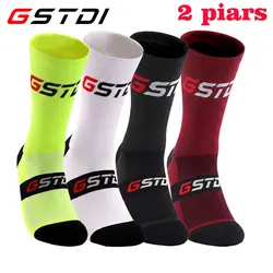Chaussettes de cyclisme à compression pour infirmière, vélo de route, course à pied, VTT, hauteur du genou, blanc, sport, marque amusante, noir, nouveau, 2023, 2 paires