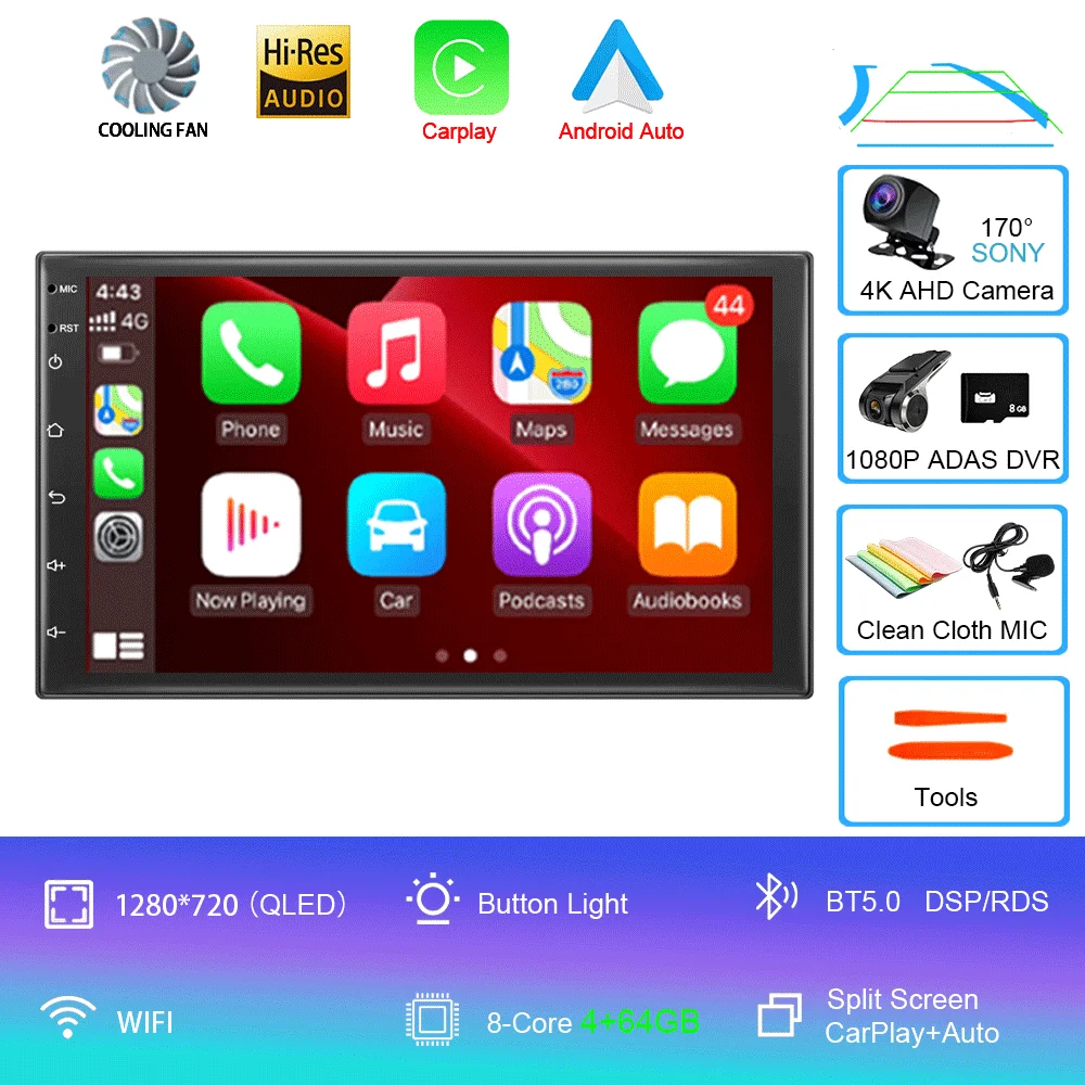 Universele 7 "autoradio GPS 2 din Android 15 Auto Carplay voor Volkswagen Nissan Hyundai Toyota multimediaspeler