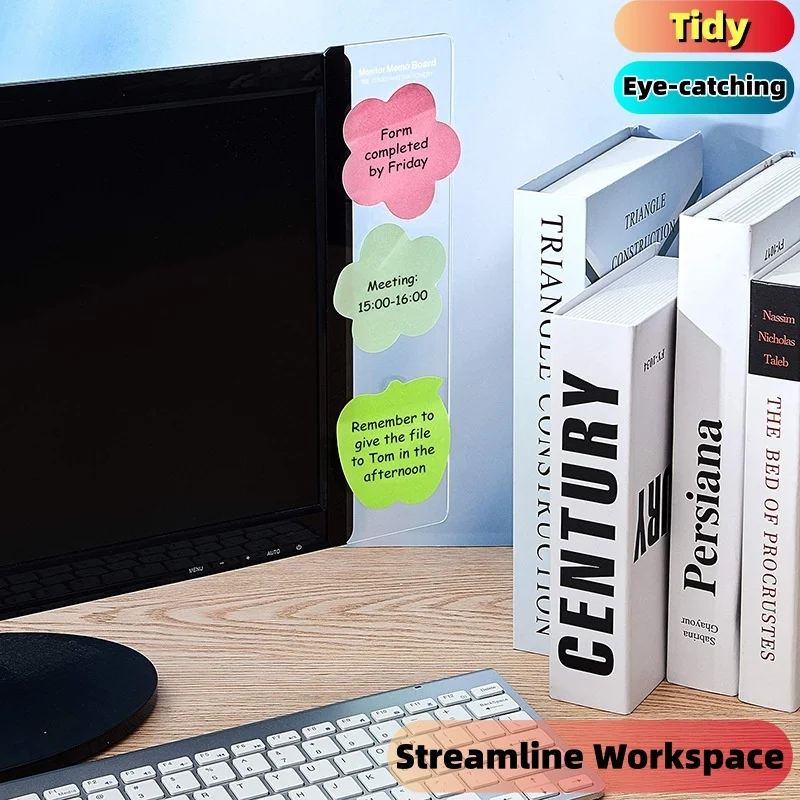 2pcs Acrylic Monitor Memo Board Clip for PC/Laptop-Streamline Workspace, Enhance Decor with Durable Note Holder for Home&Office