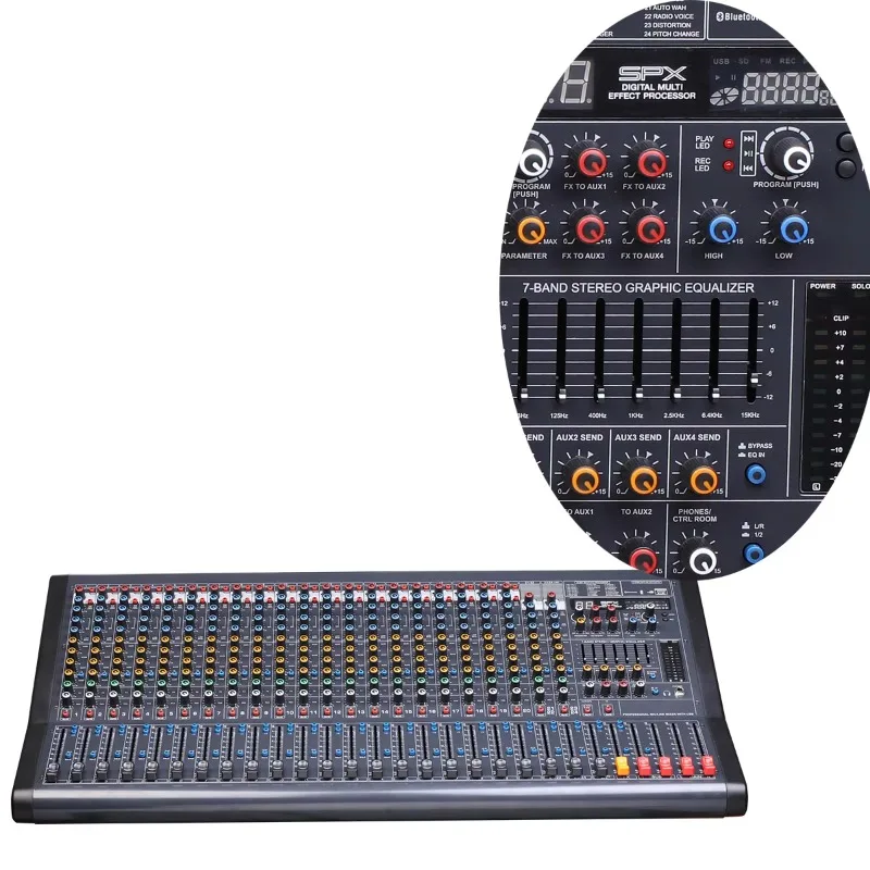 Top Quality Studio Sound Pa System Set Professional Audio 22 Channel Mixer for 20 Mono+2 Stereo Main Out: 1 Stereo RM-24FX