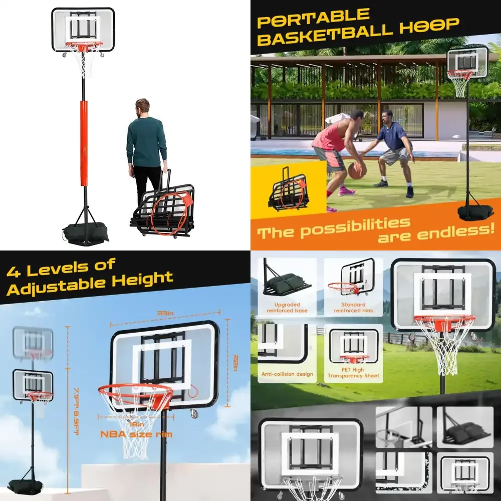

2025 Factory New Adjustable Height Stand Basketball Hoop Foldable Outdoor Beach Cushion for Backyard or Beach Basketball
