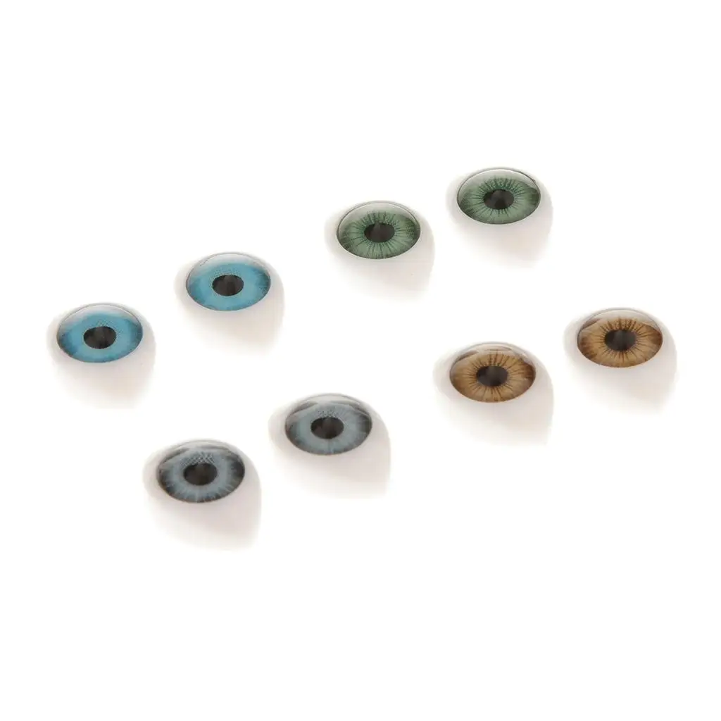 4 Pairs Ovale Platte Achterkant Plastic Ogen 5mm/6mm/7mm/8mm/9mm Iris voor Porselein of Reborn Poppen Maken DIY Benodigdheden