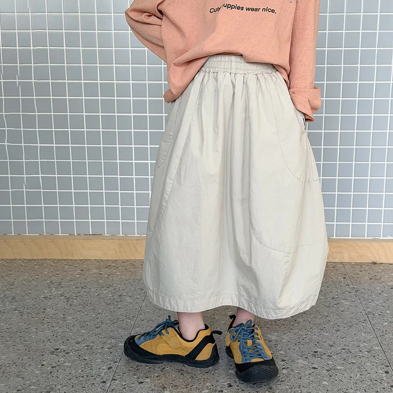 Girls Korean Style Simple Medium Long Skirt Gentle and Delicate Style Small Flower Bud Skirt Half Length Skirt