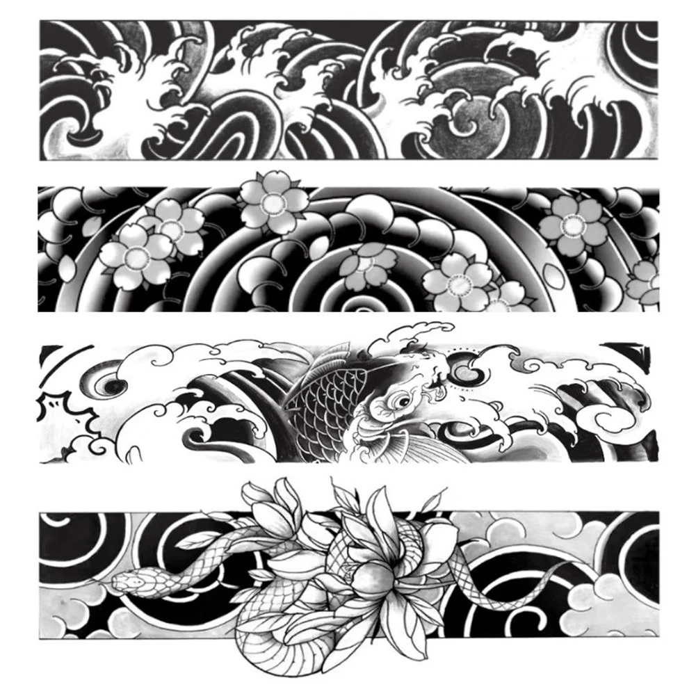 4PCS Semi Permanent Tattoo Waterproof Plant-Based Body Art Temporary Tattoo Herbal Tattoo Half Arm Tattoo for Adult Women Girls