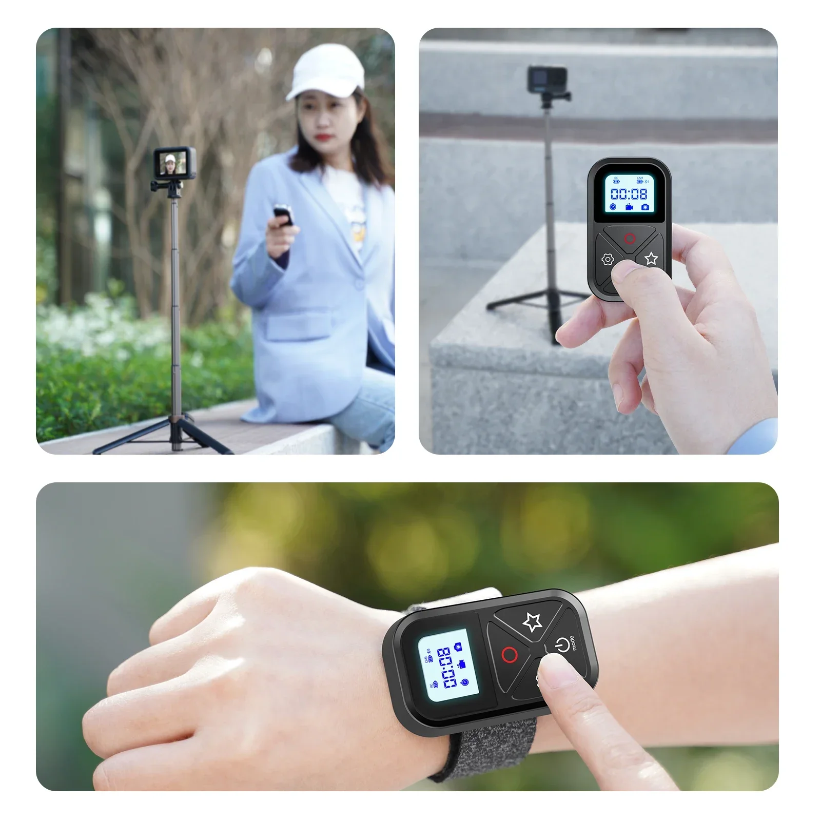 TELESIN-Télécommande Wi-Fi et Bluetooth pour GoPro, accessoire d'appareil photo, écran LED, 80m, fore13, 12, 11, 10, 9, 8 Max