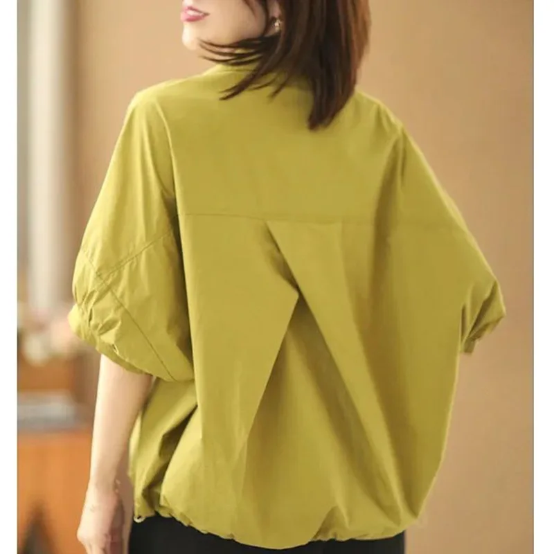 Fashion Solid Color Pockets Folds Asymmetrical Blouse Women\'s Clothing 2023 Autumn New Casual Pullovers All-match Commute Shirt