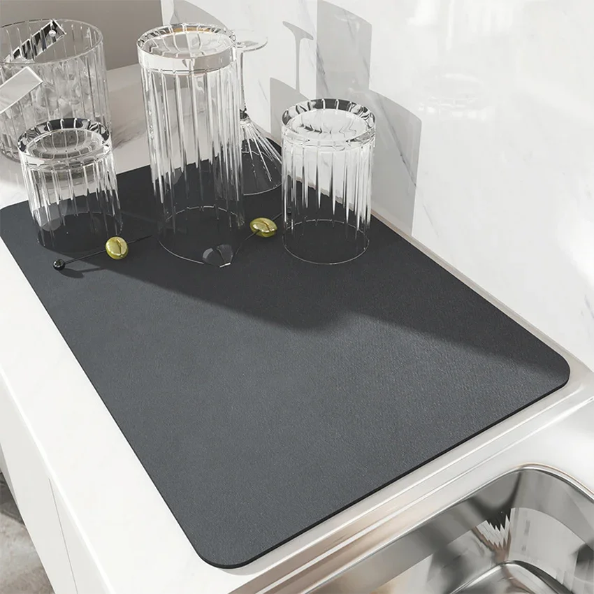 

Diatom Mud Dish Drying Mat Quick Absorb Water Kitchen Tableware Drain Mats Non Slip Watertight Desktop Table Mat Insulation Pad