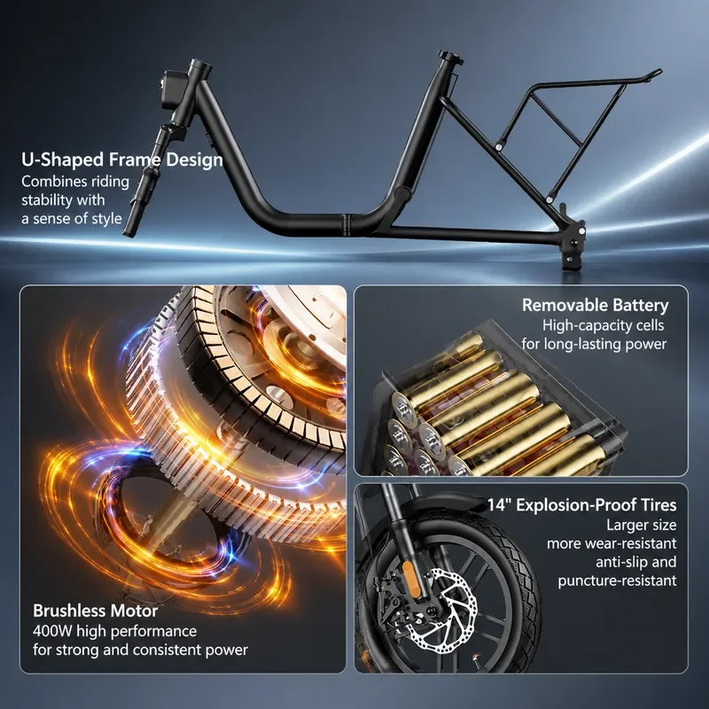 U8 Pro Electric Bicycle Folding Lithium Battery Portable Variable Speed Power Men Women New National Standard E Bike
