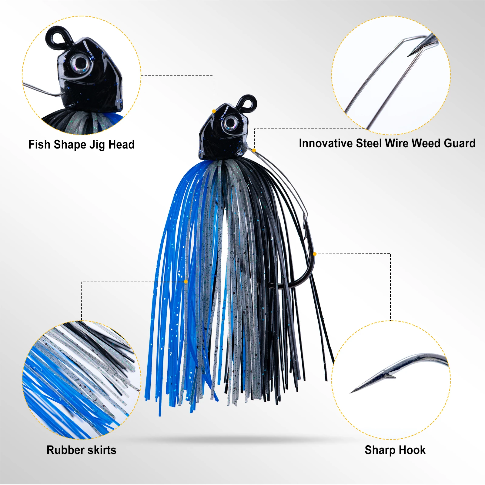 

Goture 5 шт./лот, спиннербейт, рыболовная приманка, 10 г, высокоскоростная вращающаяся джиг-головка, пресноводная приманка для ловли окуня с крючками Mustad, снасти