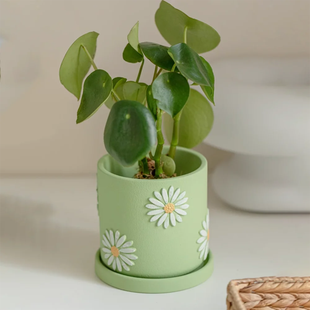 قالب زراعة أسمنتي منقوش على شكل فيونكة وأقحوان - قالب وعاء زهور سيليكون كبير لديكور الحديقة، مزارعي الجبس بنفسك مع زهور ثلاثية الأبعاد