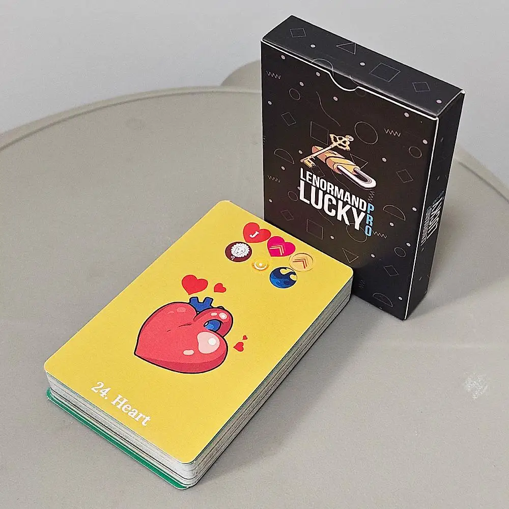 Lenormand Lucky Pro Deck – 36 Traditional Cards 9*6cm with Astrology, Planet & 4 Element Symbols, Color-Coded Meanings