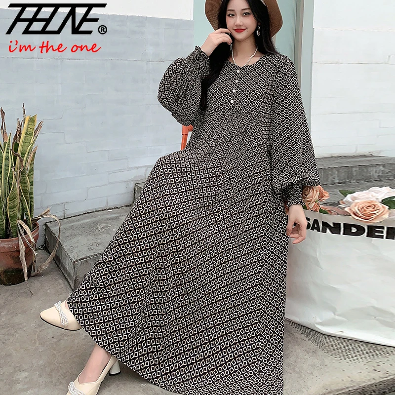 Plus Size Dress Women Clothing Summer Bohemian Oversized Beach Korean Style Floral Vintage Vestidos Robe Loose Long Maxi Dresses