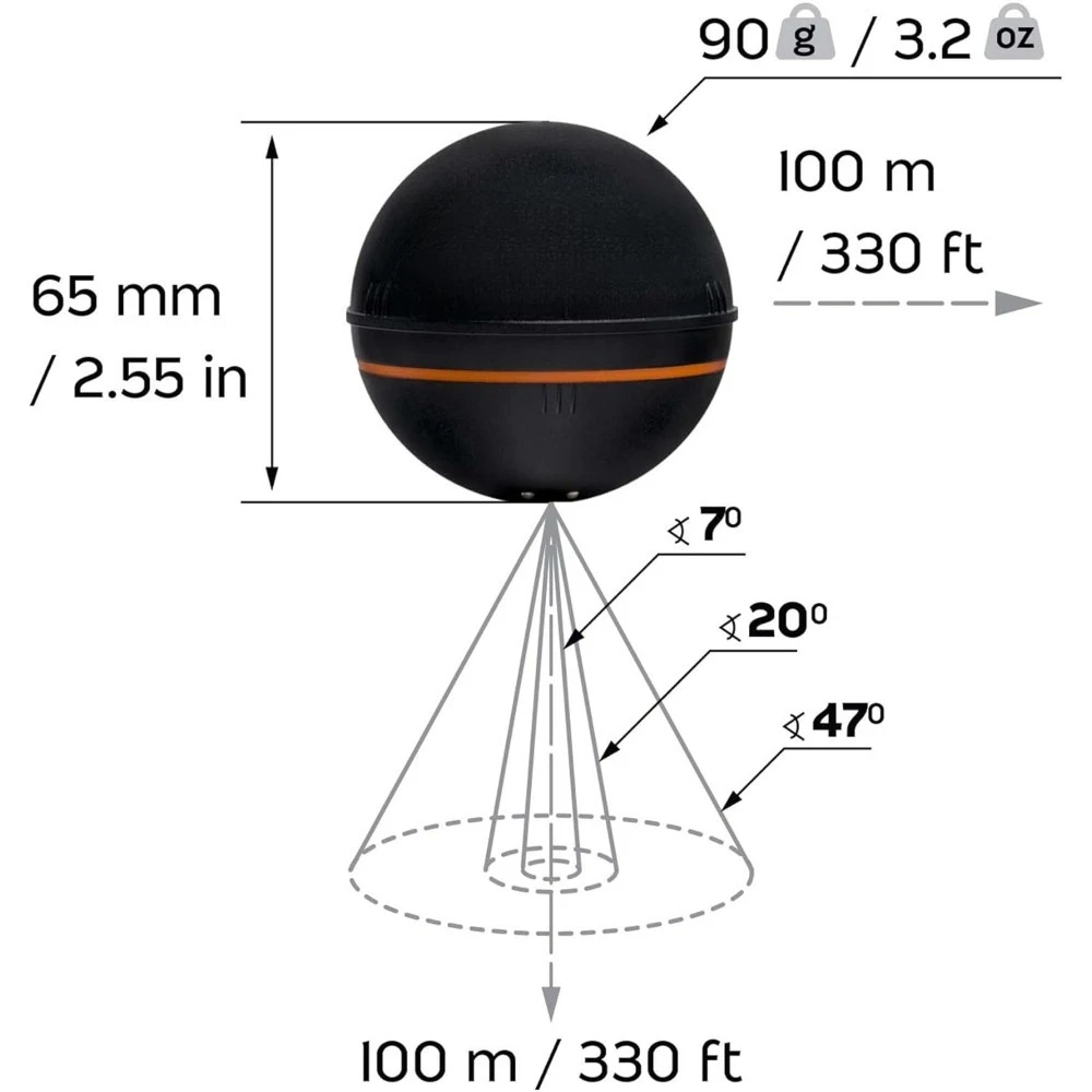 Electronics/ PRO+ 2 Sonar - جهاز كشف الأسماك المحمول ومكتشف العمق لقوارب الكاياك والقوارب وصيد الأسماك على الجليد مع نظام تحديد المواقع العالمي (GPS)