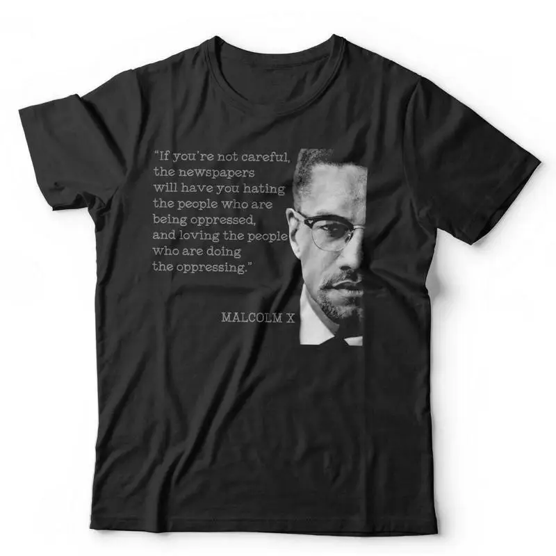 مالكولم اكس إقتباس تي شيرت الدعاية قوة الحقوق المدنية