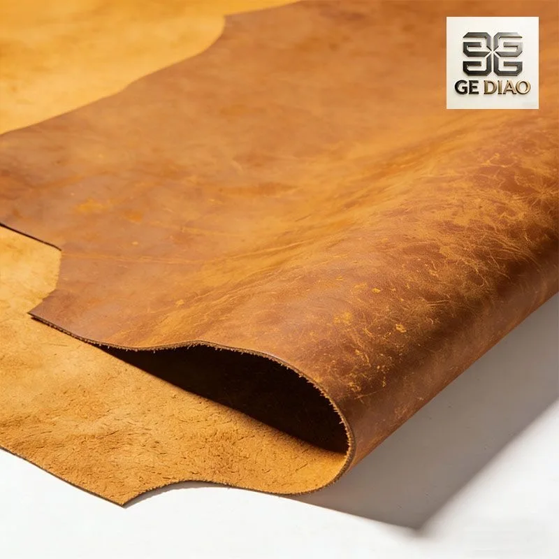 Retro Crazy Horse Leather Yellow Brown Head Layer Cowhide Oil Immersed Leather Handmade DIY 1.8-2.0mm Handmade Bag Shoe Belt