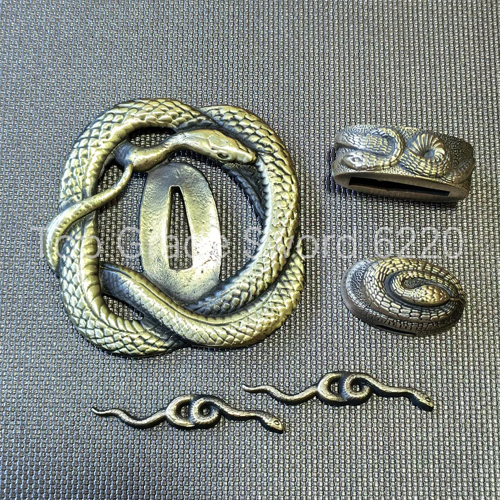 Nice Snake Copper Brass Handguard Tsuba Guard Kashira Fuchi Menuki For Japanese Real Japan Samurai Katana Sword Fittings New