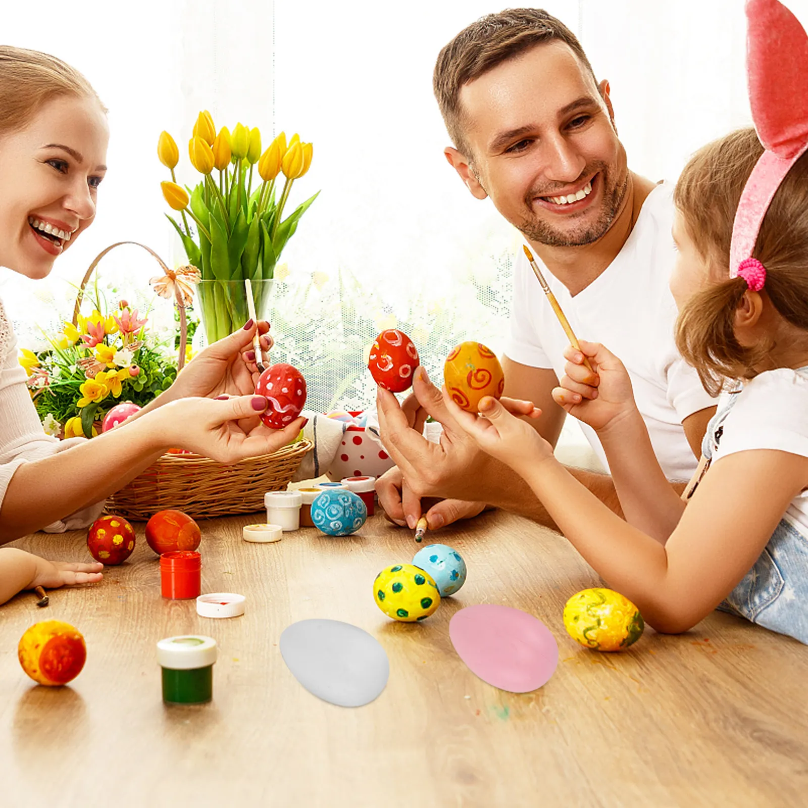 

20Pcs Educational Early Learning Plastic Egg Set 7x4cm Smooth Surface Children DIY Painted Egg Creative Color Training Material