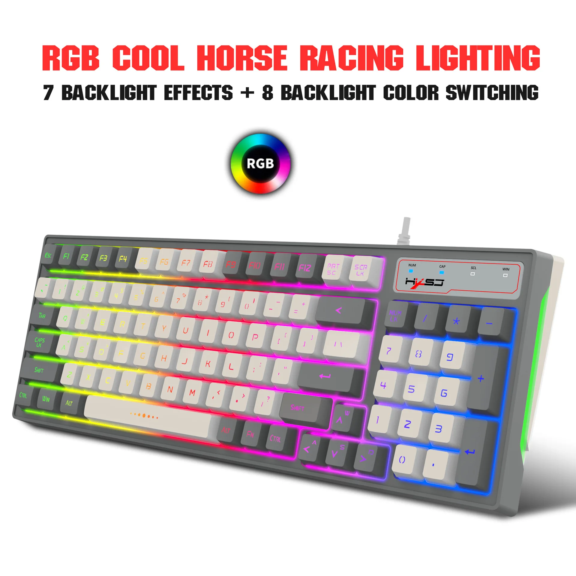 2024 Wired 96-Key Color Matching Gray Game Keyboard Film Rgb Backlight Game Keyboard Mechanical Feel In Stocksmooth, Stylish And