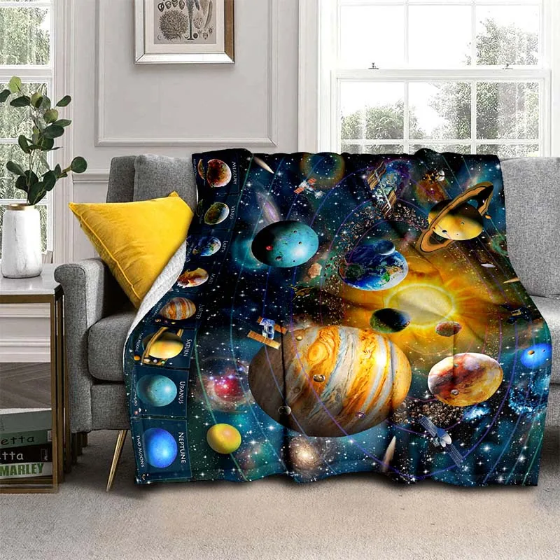 Cosmic Planet Blanket For Home- Lightweight Flannel Throw For Sofa, Bed, Travel, Camping, Livingroom,  And Bed
