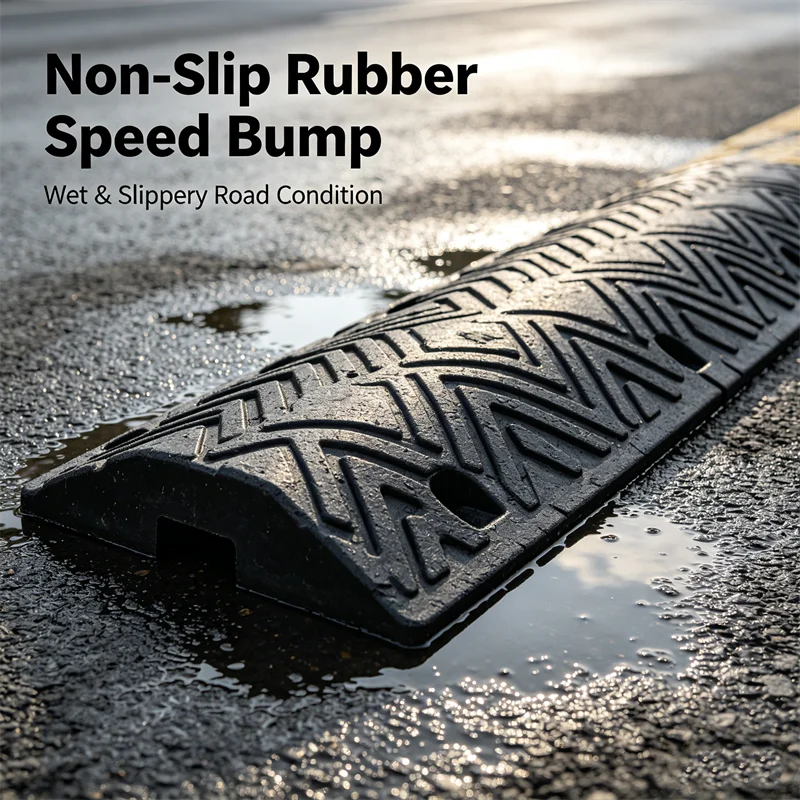 Heavy-Duty Non-Slip Rubber Speed Bump High Grip Traffic Speed Breaker for Wet Slippery Road Conditions Weather-Resistant