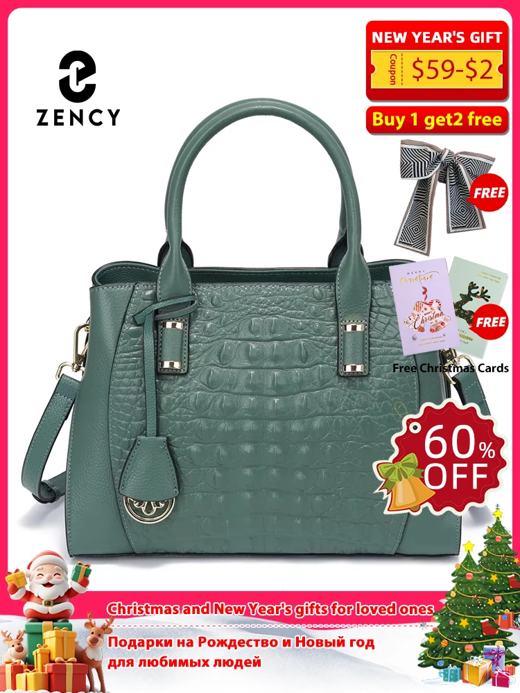 

Zency Fashion Women Alligator Handbags Genuine Leather Top-handle Bag Luxury Designer Crossbody Bag Tote Purse Green Blue