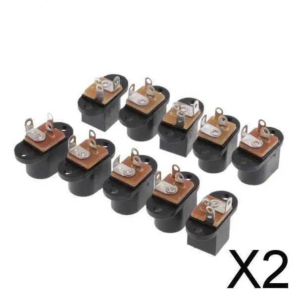 Fêmea DC Power Plug, Panel Mount Socket, 2,1x5,5 milímetros, 10 pcs