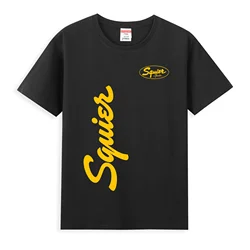 Camiseta de logotipo para guitarra elétrica masculina, streetwear confortável de grandes dimensões, camiseta gráfica casual Squier Fender, S-3XL, 2024