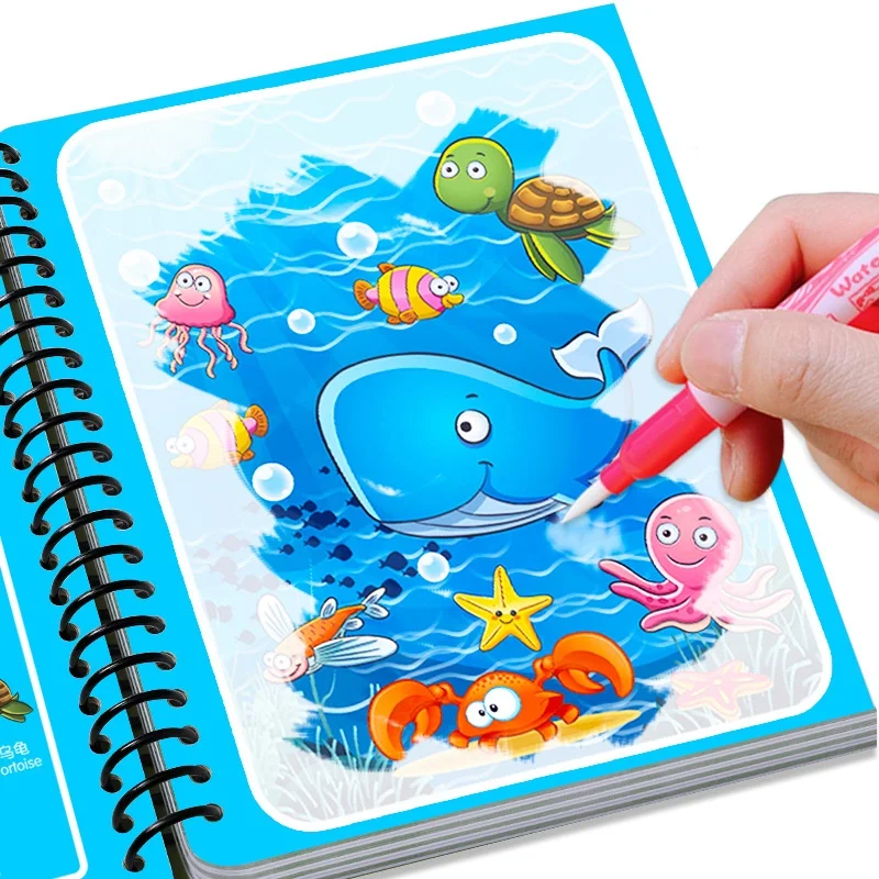 Reusable Magic Water Coloring Book Drawing Book for Kids Toddler Painting Book Montessori Educational Learning Toys