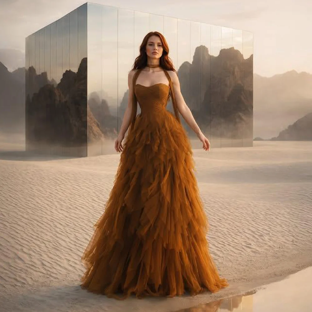 

Customized Knit Ruffles Ball Gown Prom Dress 2026 Sweetheart Layer Tulle Formal Evening Gown Tiered Long vestidos de noche