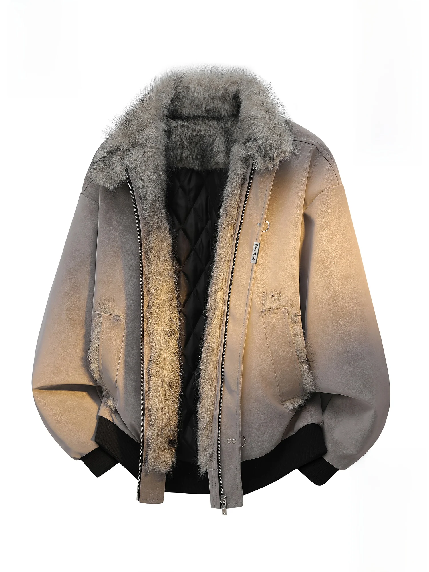 

PaulFrank Thiened Casual Hoodl Winter Jaet for Men with Fur Collar Youth ular Polyester Filling Warm Coat