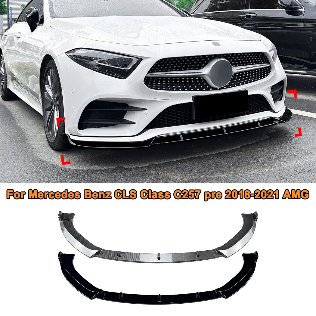 

For Mercedes Benz CLS Class C257 pre 2018-2021 AMG Car Front Bumper Spoiler Front Lip Splitter Exterior Protector Decoration Kit