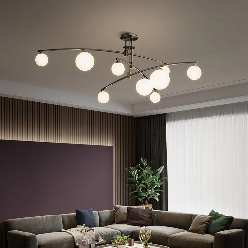 

MZISOSOD for Modern Long Arm LED Ceiling Chandelier Lighting Fixture for Bedroom Living Room Dining Room Simple Black LED