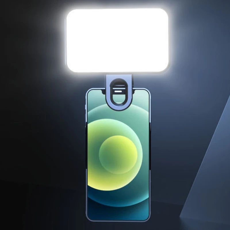 Portable Mini Selfie Fill Light Rechargeable 3 Modes Adjustable Brightness Clip On For Cell Phone Laptop Tablet Meeting Make Up