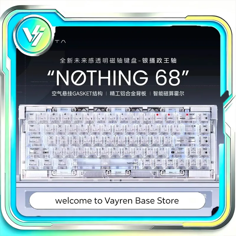 Teclado Gamer ATK NOTHING68 com Eixo Magnético, Modo Único, Teclado Personalizado de Alta Qualidade para E-Sports, Computador de Mesa, PC, Jogos e Esc