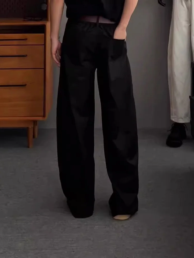 Pantaloni bianchi a gamba larga sottili autunnali da uomo Qui Dry Slim Fit Pantaloni da lavoro retrò americani Taglio dritto con cerniera a vita media